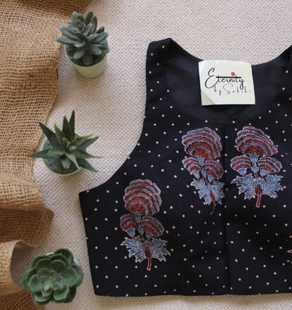 Gulmohar Black Ajrakh Blouse - Eternity by Sakshi