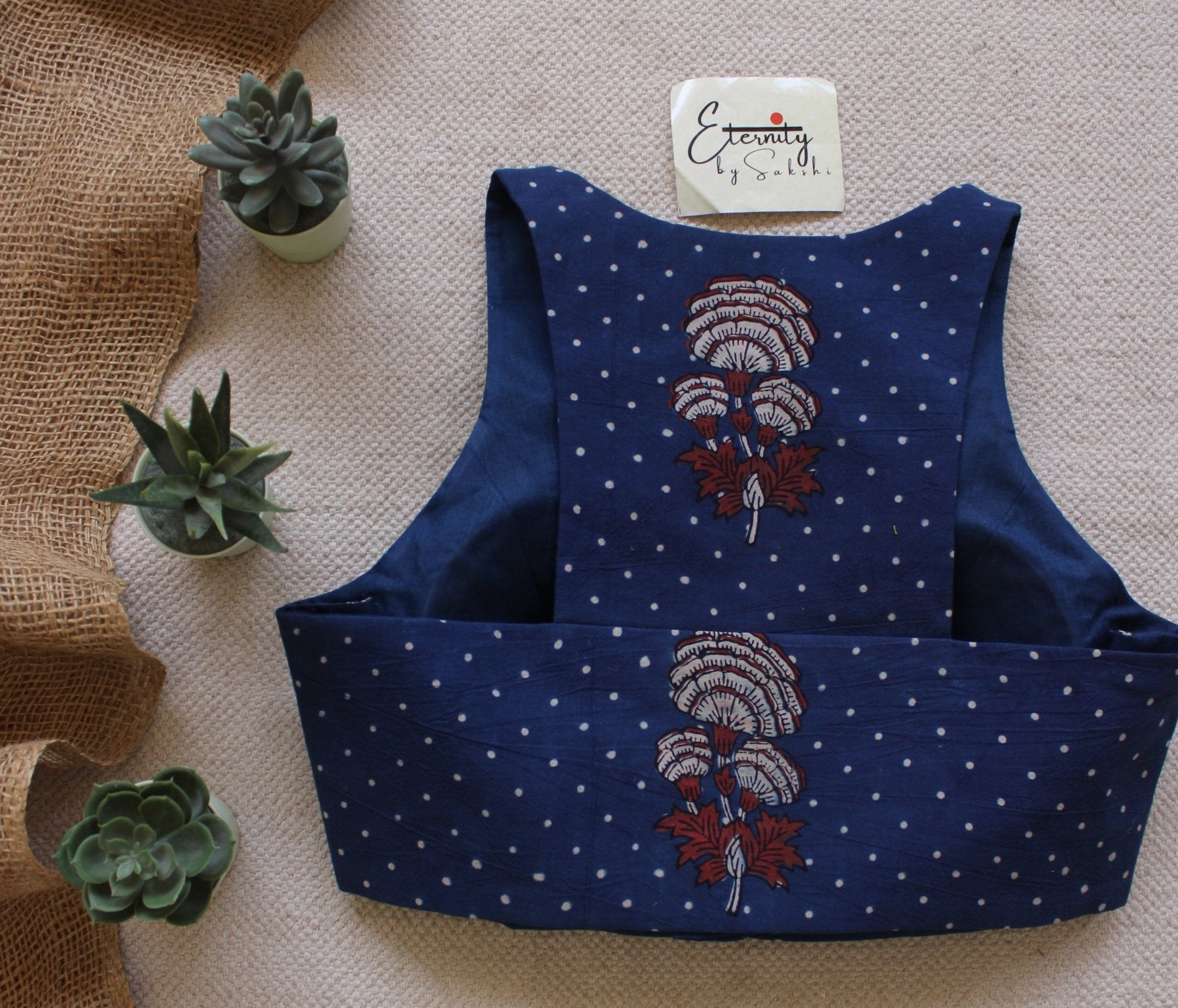 Gulmohar Blue Ajrakh Blouse - Eternity by Sakshi