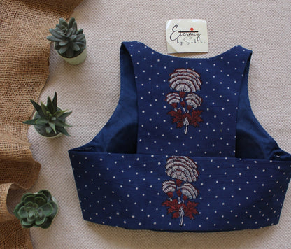 Gulmohar Blue Ajrakh Blouse - Eternity by Sakshi