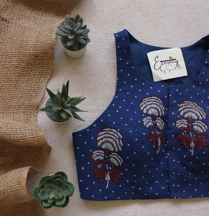 Gulmohar Blue Ajrakh Blouse - Eternity by Sakshi