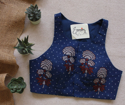 Gulmohar Blue Ajrakh Blouse - Eternity by Sakshi