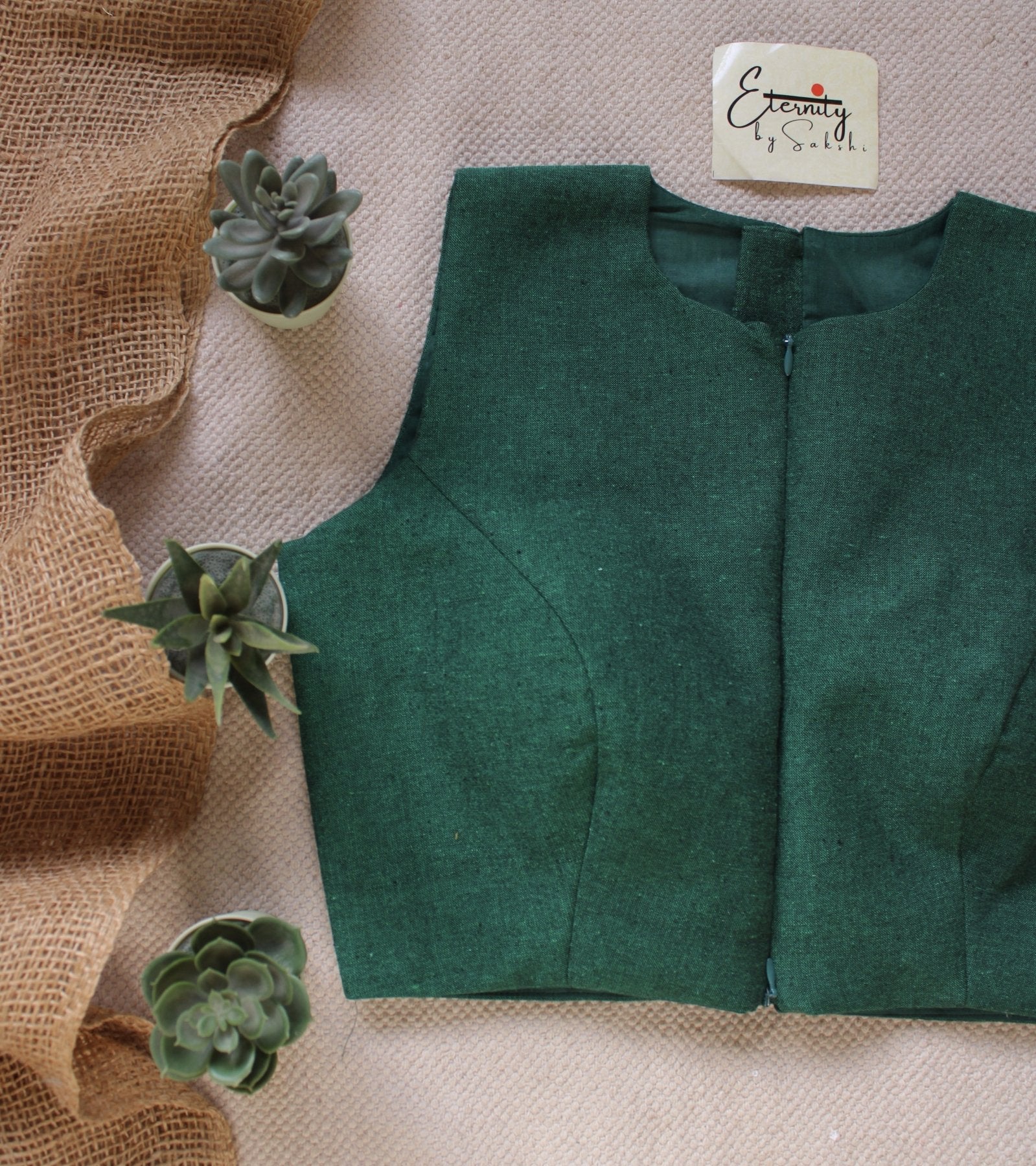 Green Leafy Double Zip Mood Blouse - Eternity by Sakshi