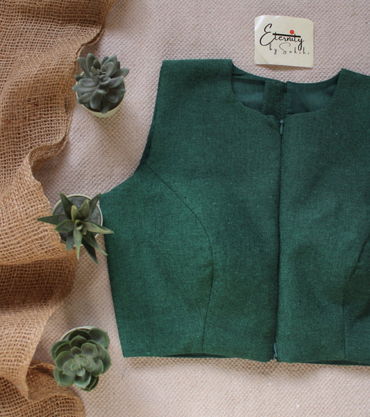 Green Leafy Double Zip Mood Blouse - Eternity by Sakshi