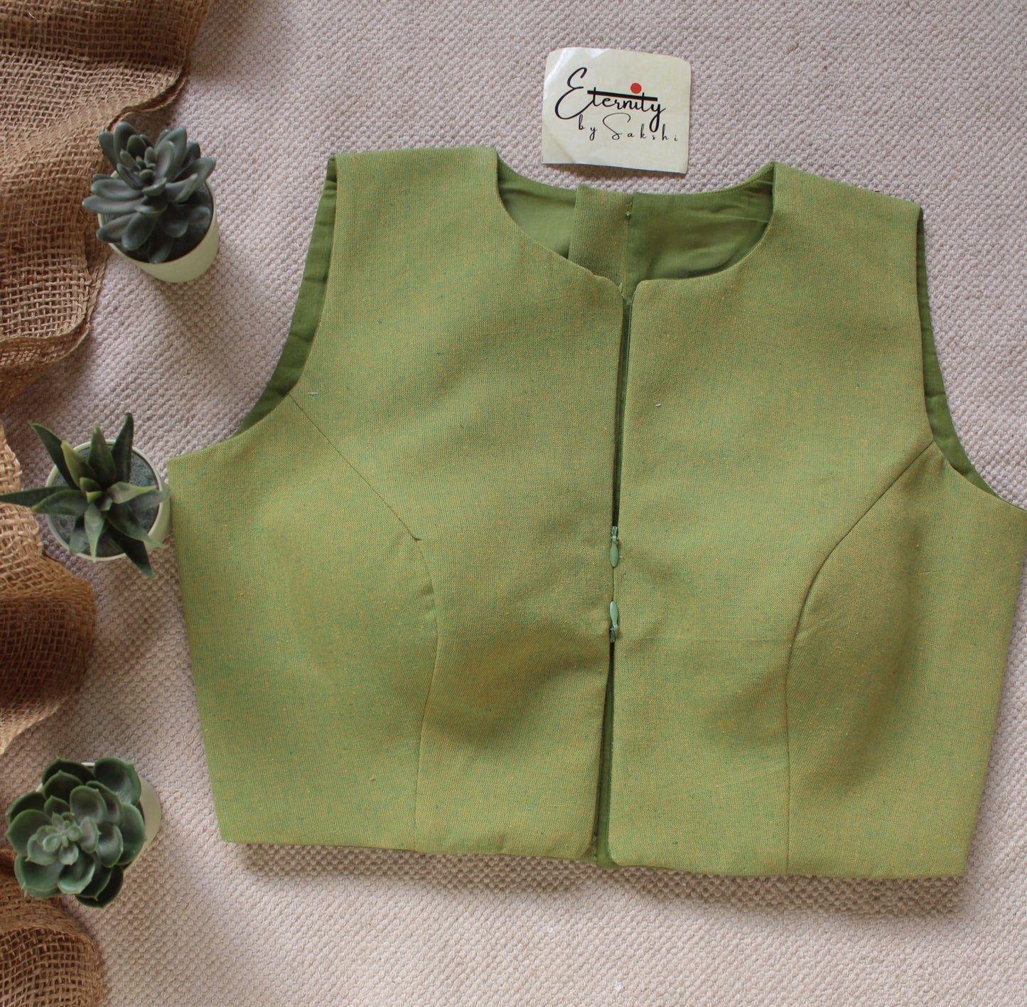 Green Petal Double Zip Mood Blouse - Eternity by Sakshi