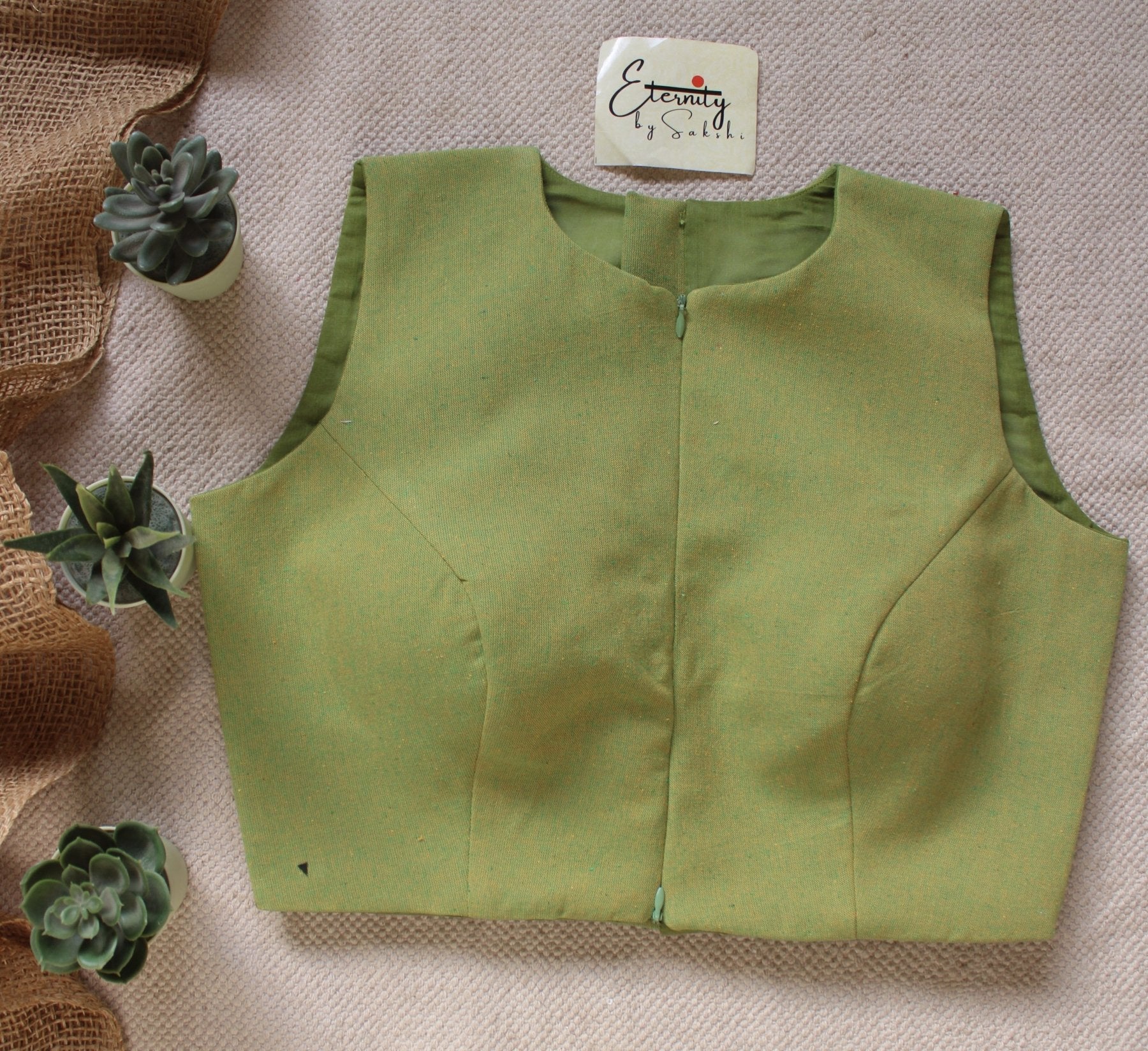 Green Petal Double Zip Mood Blouse - Eternity by Sakshi