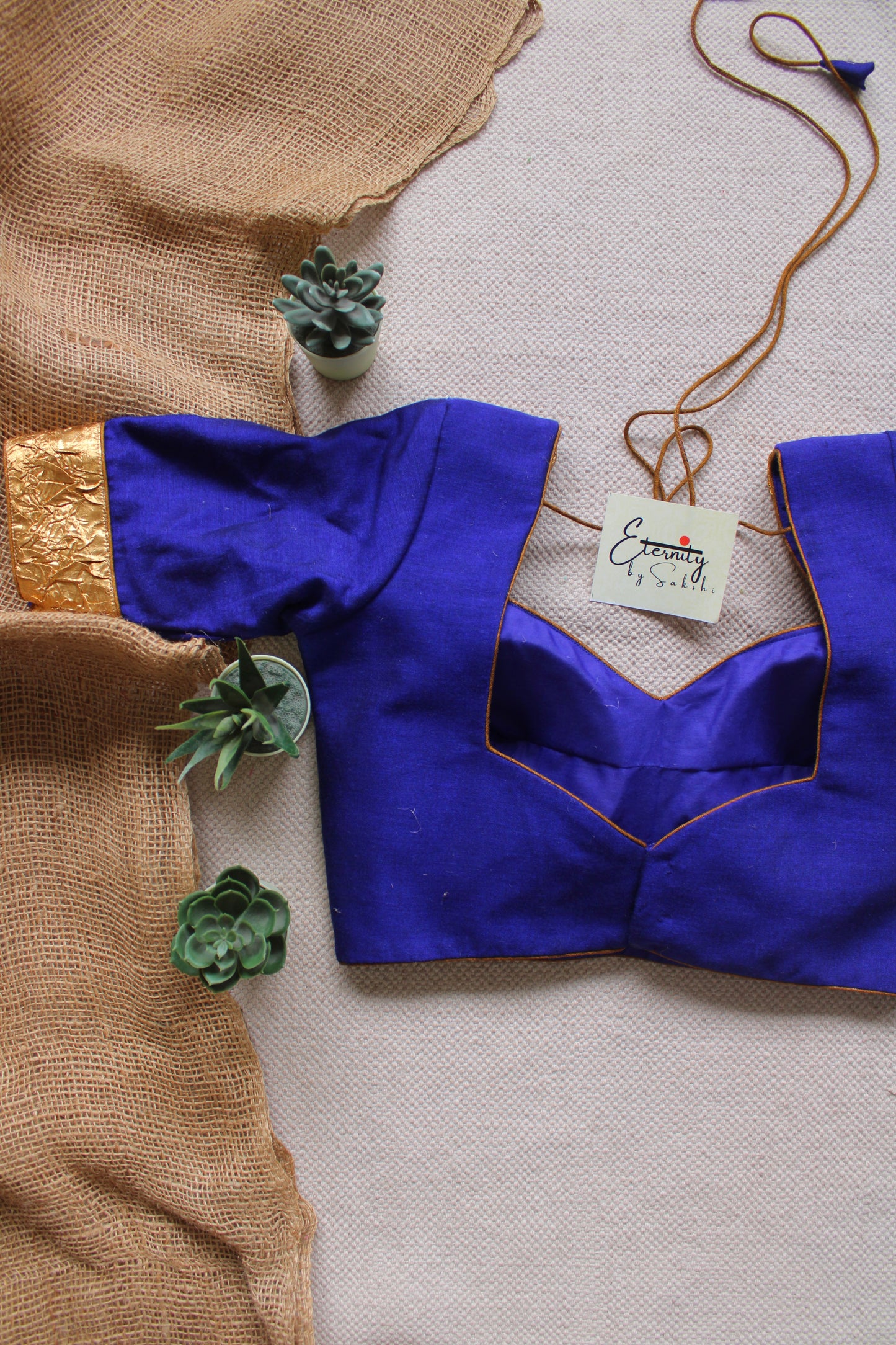 Blue Red Navrangi Patch Blouse