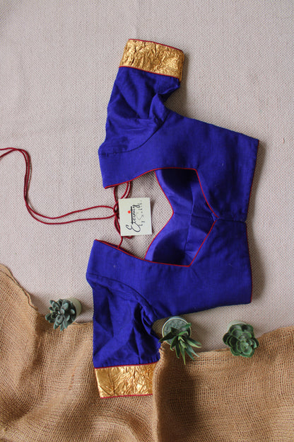 Blue Red Navrangi Patch Blouse