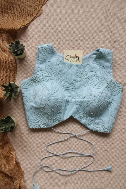 Pastel Blue Floral Navya Blouse - Eternity by Sakshi