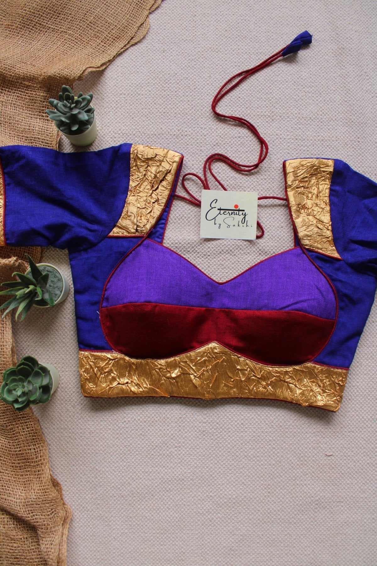 Blue Navrangi Patch Blouse - Eternity by Sakshi