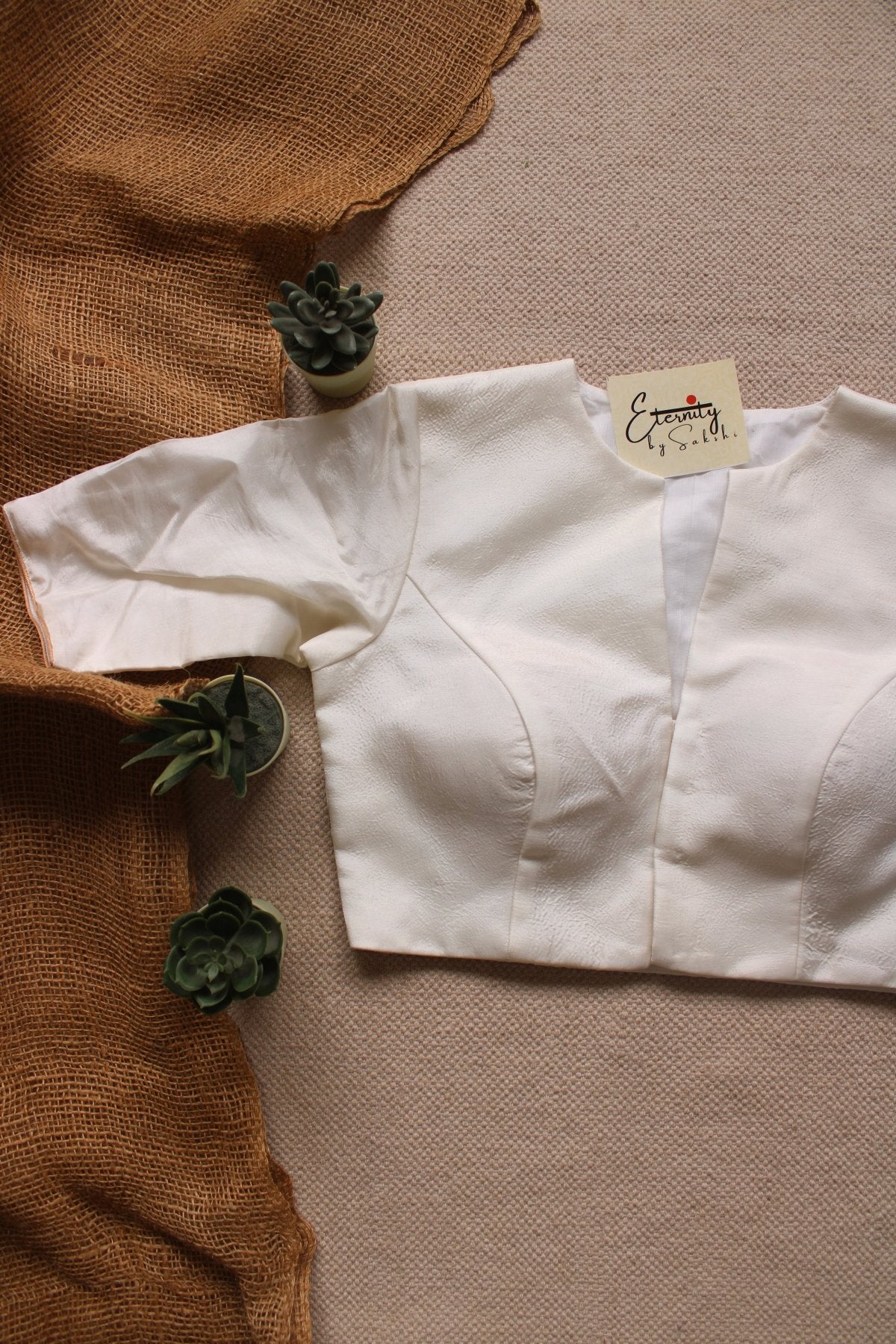 White Floral Embroidery Blouse - Eternity by Sakshi