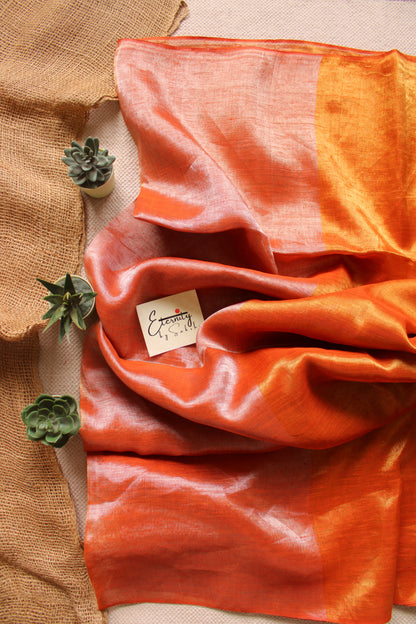 Nayana Metallic Rust Orange Saree