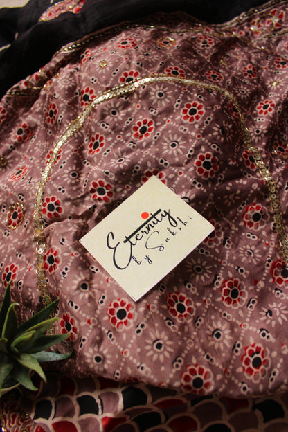 Zivara Ajrakh Modal Silk Handwork Saree