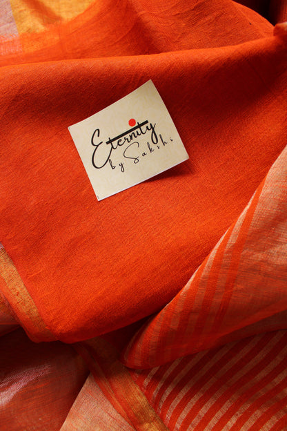 Nayana Metallic Rust Orange Saree