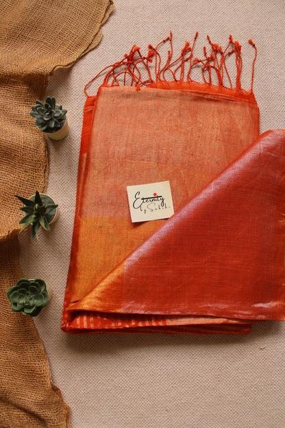 Nayana Metallic Rust Orange Saree