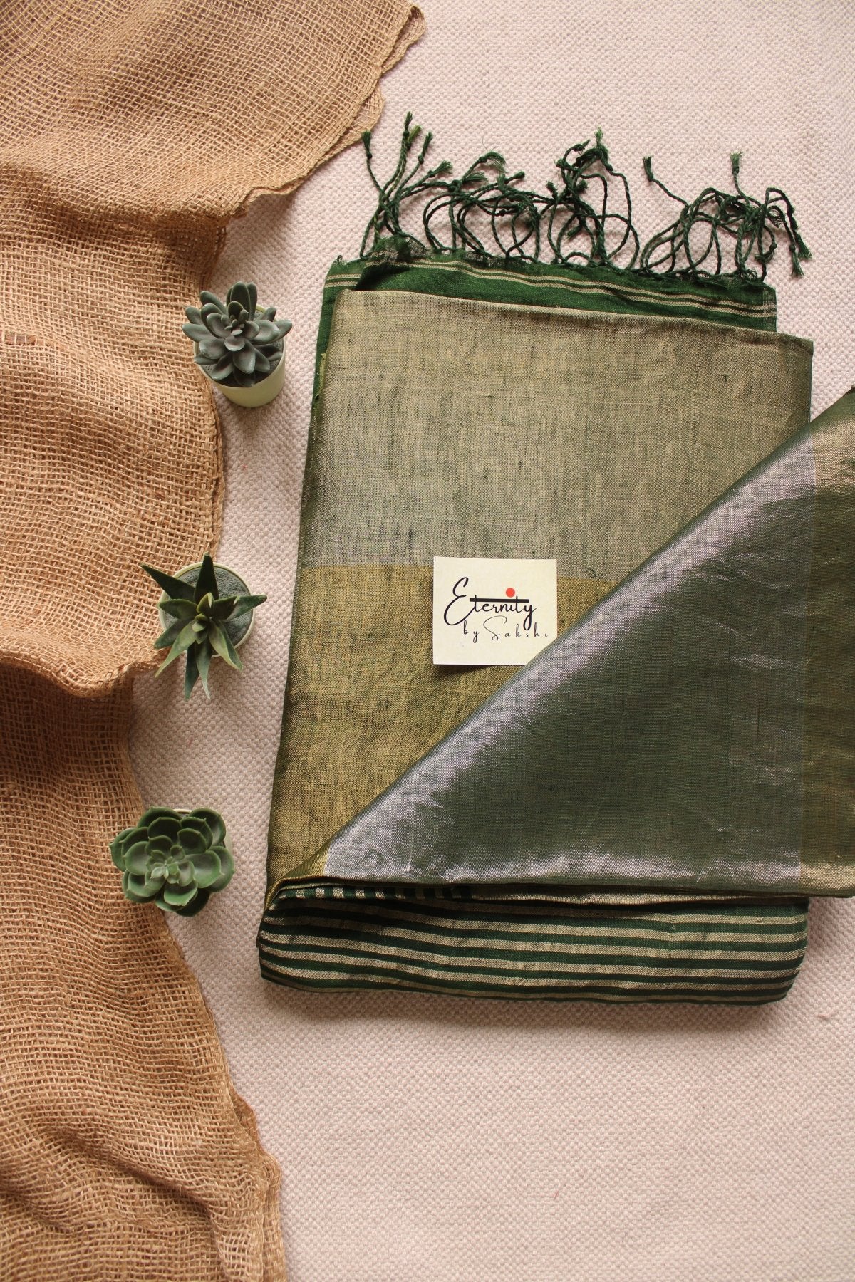 Nayana Metallic Green Saree - Eternity by Sakshi