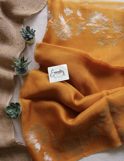 Yellow Muslin Silk Saree - Eternity by Sakshi
