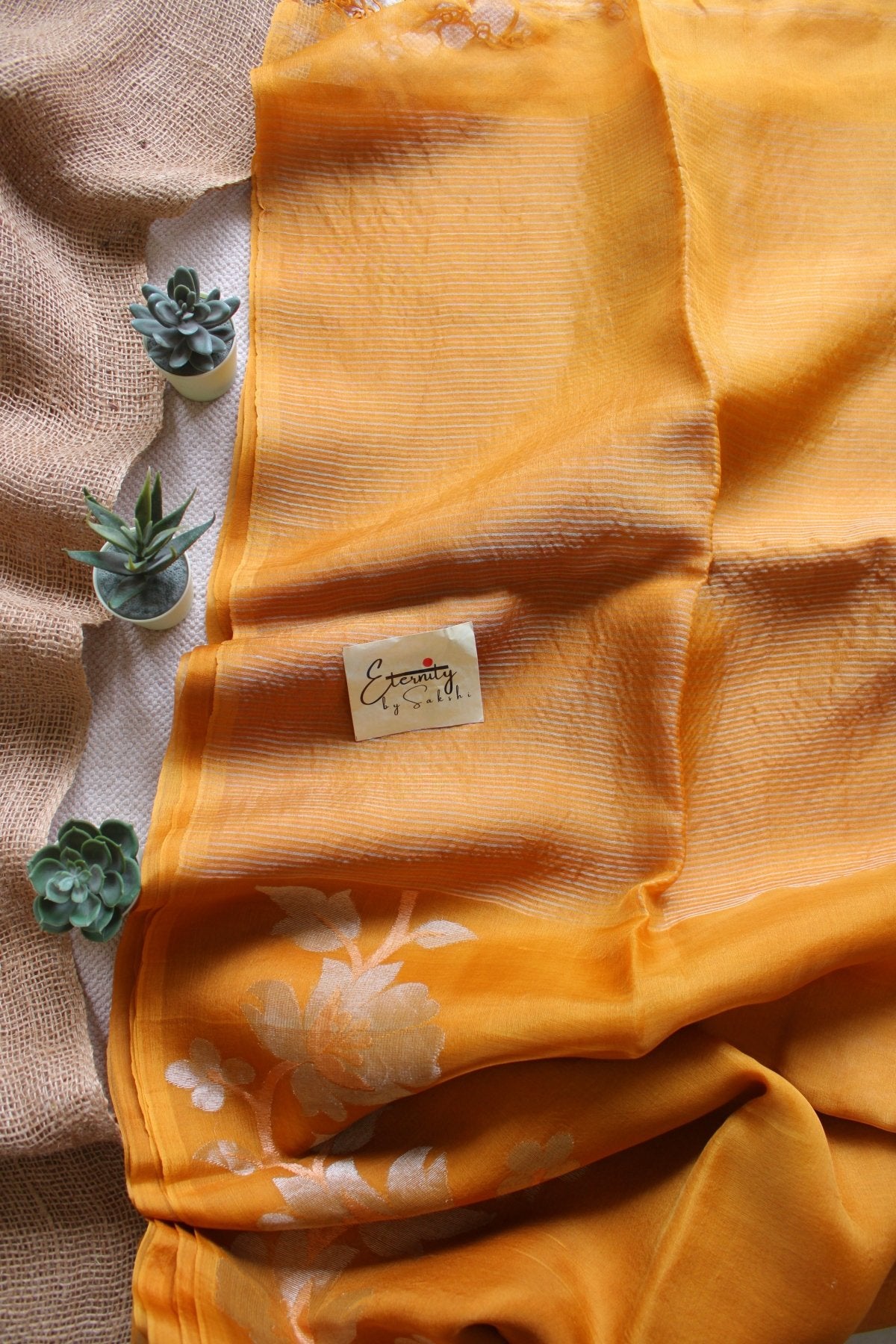 Yellow Muslin Silk Saree - Eternity by Sakshi