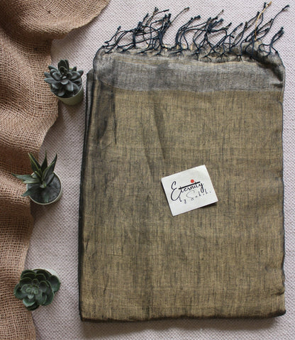 Greenish Black metallic Stripes Linen Saree - Eternity by Sakshi