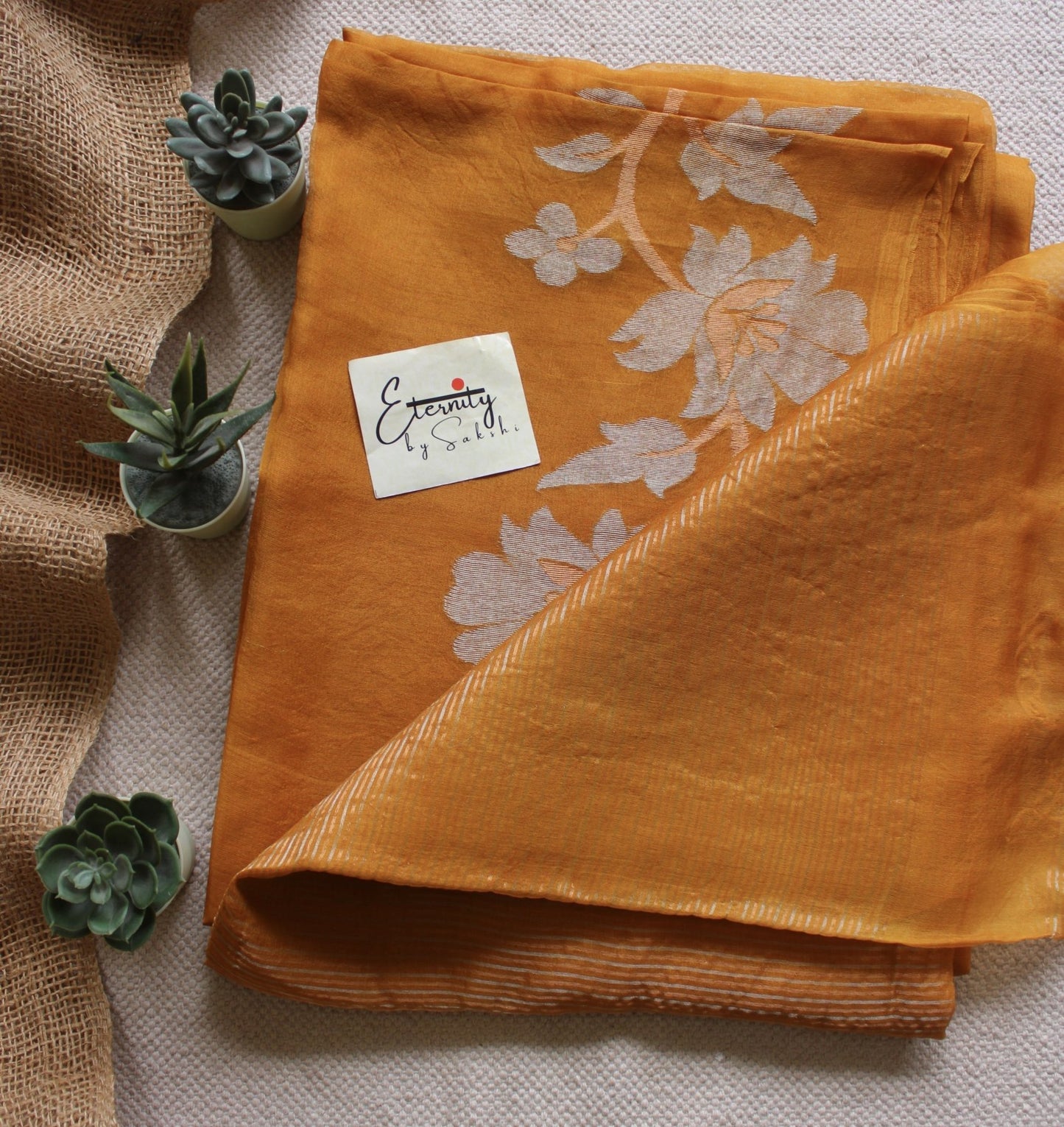 Yellow Muslin Silk Saree - Eternity by Sakshi