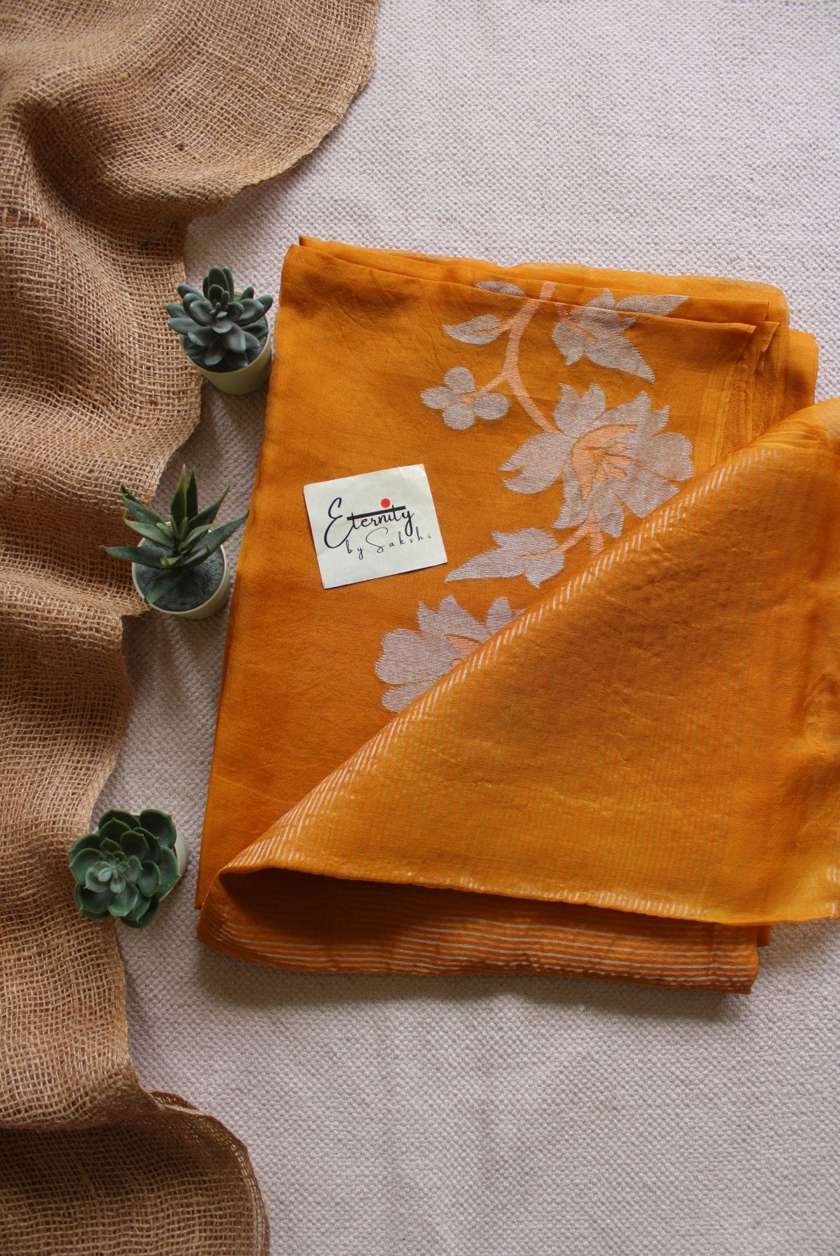 Yellow Muslin Silk Saree - Eternity by Sakshi