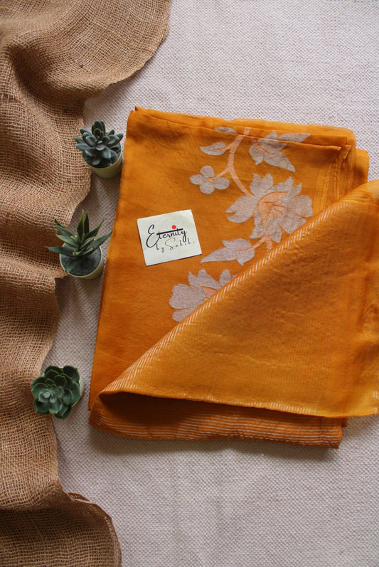 Yellow Muslin Silk Saree - Eternity by Sakshi
