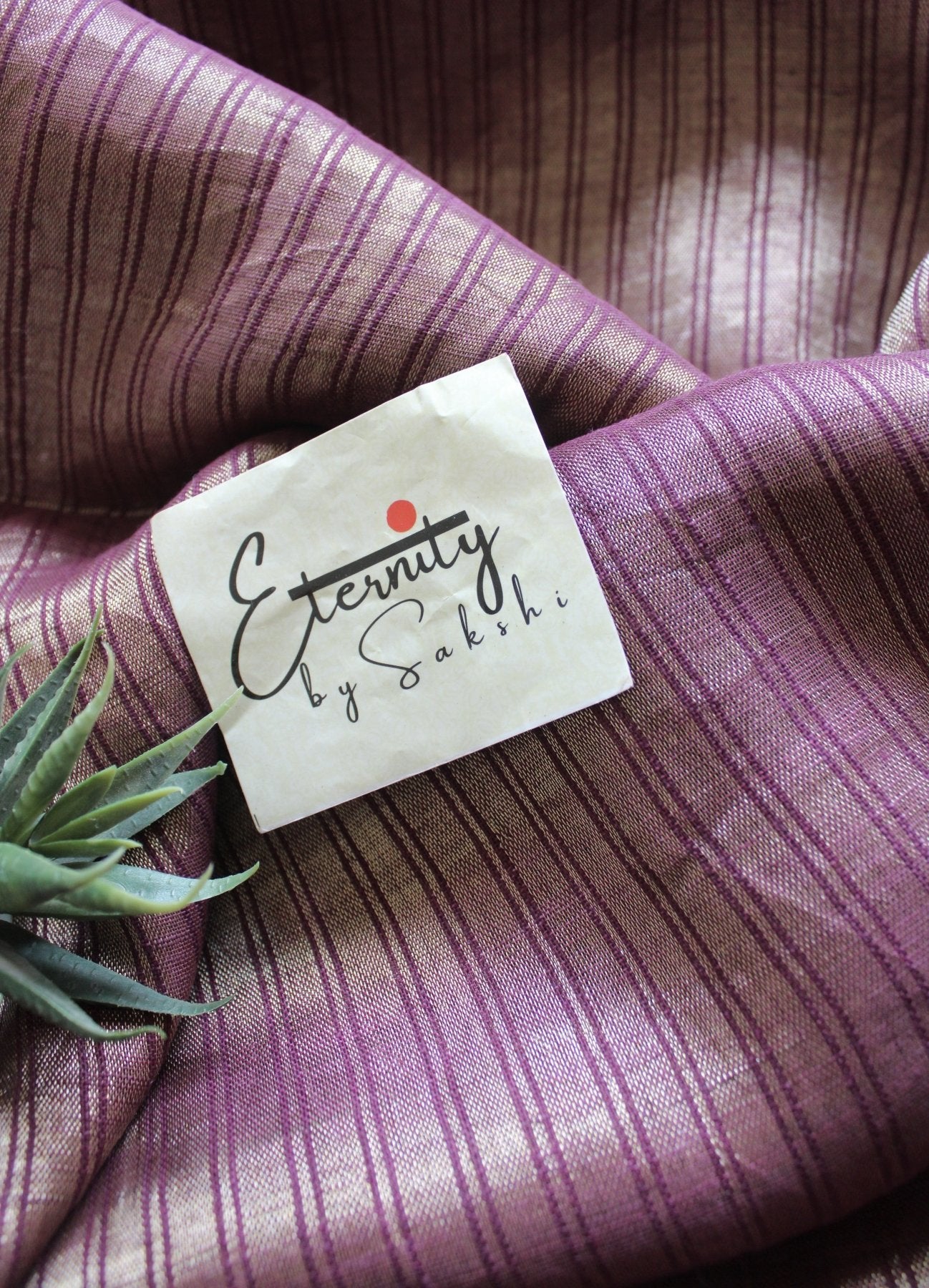 Rosy Stripes metallic Linen Saree - Eternity by Sakshi