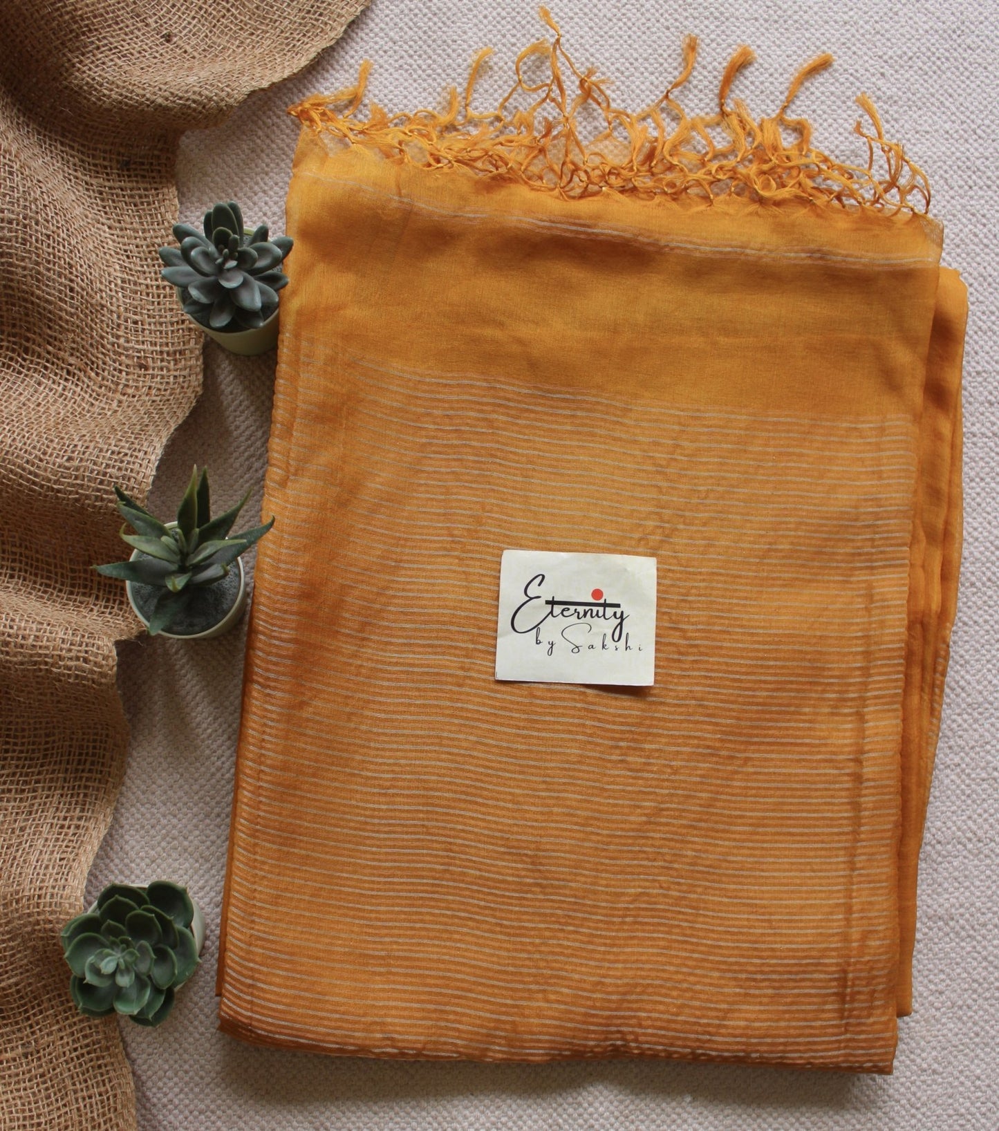 Yellow Muslin Silk Saree - Eternity by Sakshi