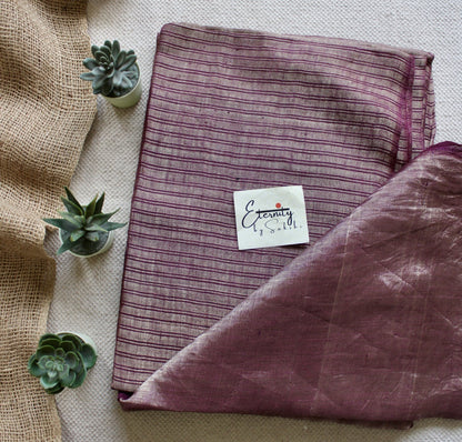 Rosy Stripes metallic Linen Saree - Eternity by Sakshi