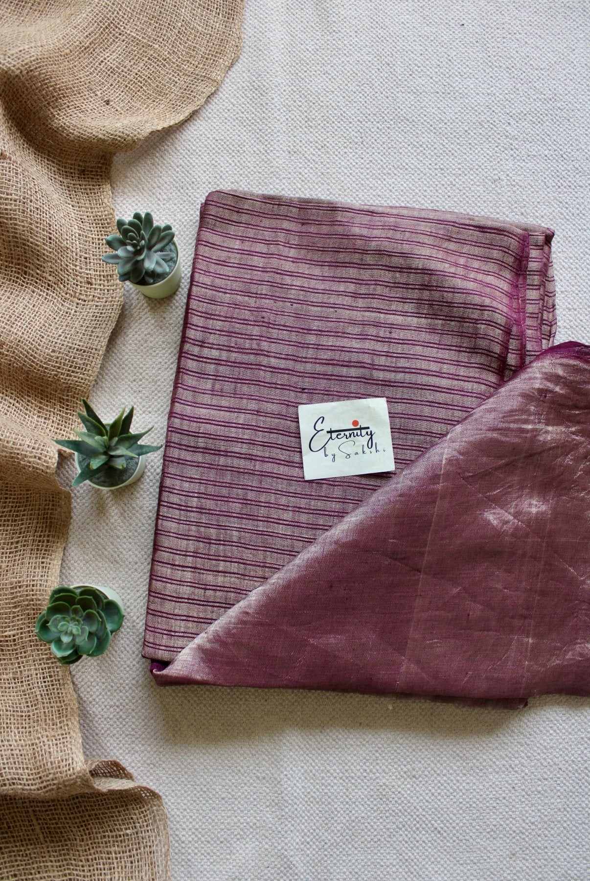 Rosy Stripes metallic Linen Saree - Eternity by Sakshi