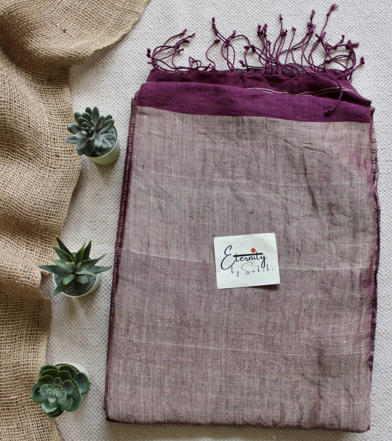 Rosy Stripes metallic Linen Saree - Eternity by Sakshi