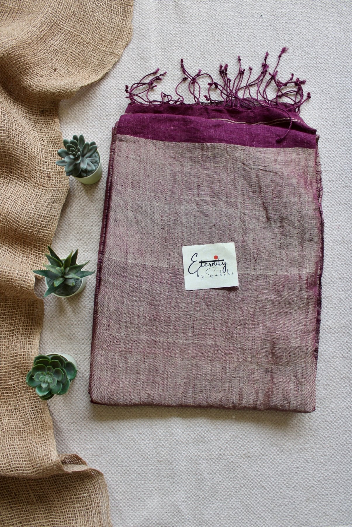 Rosy Stripes metallic Linen Saree - Eternity by Sakshi