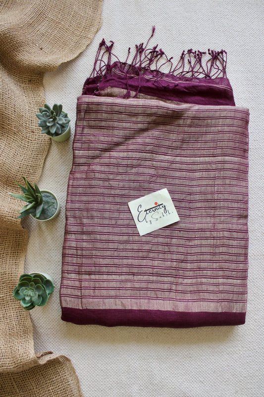 Rosy Stripes metallic Linen Saree - Eternity by Sakshi