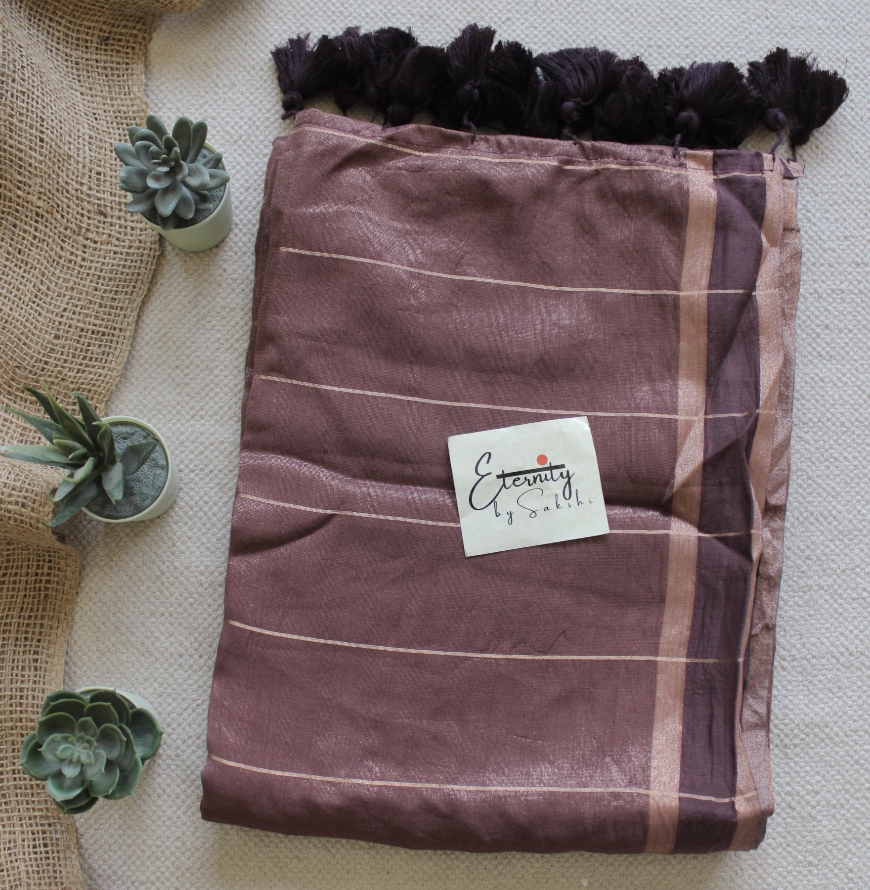 Rosewood Glow Cotton Tissue Silk Saree - Eternity by Sakshi