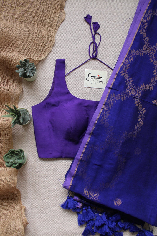 Baigani Parv Saree + Blue Noorie Blouse Combo - Eternity by Sakshi