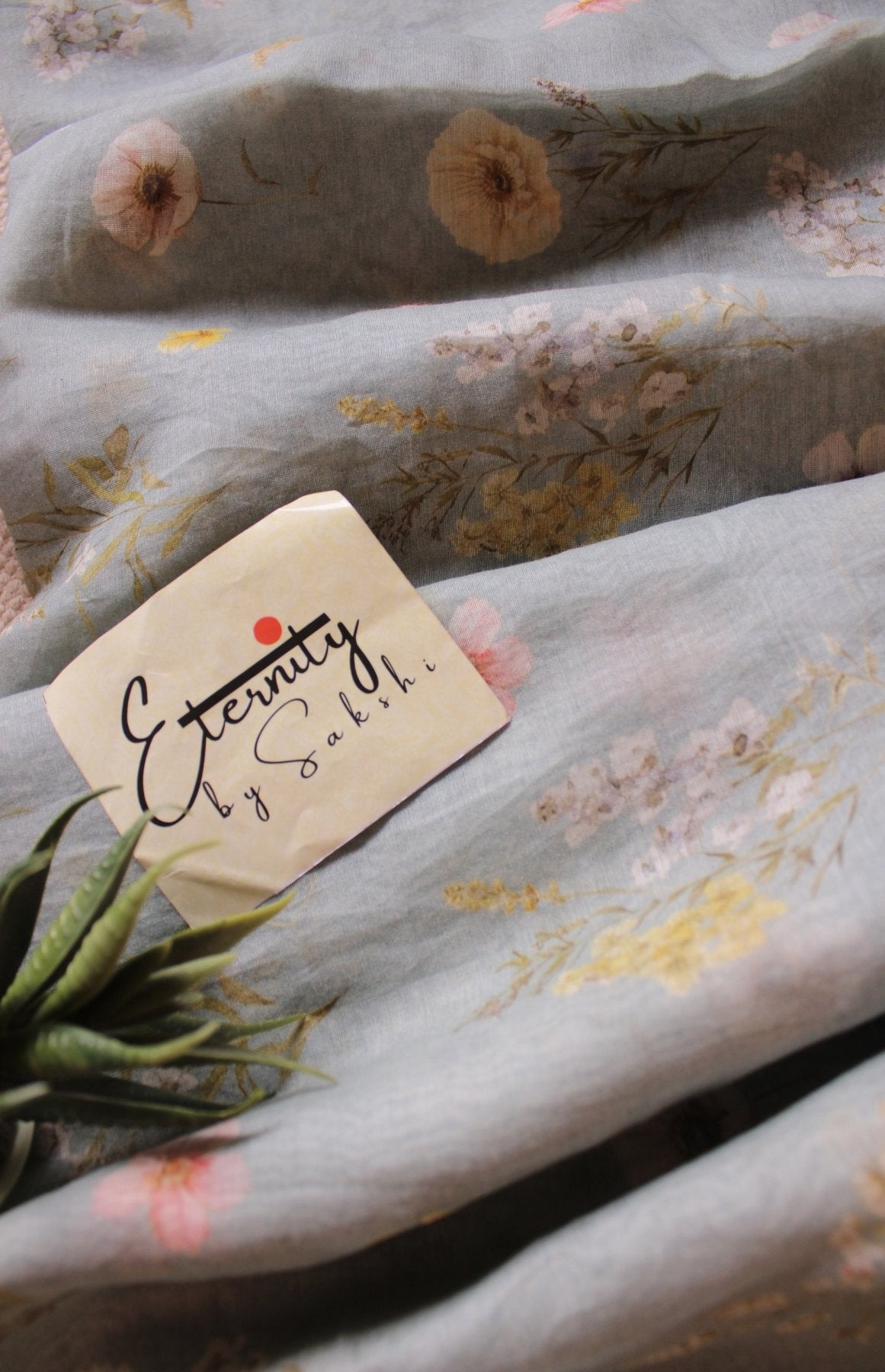 Grey Digital Print Chanderi Cotton Saree - Eternity by Sakshi