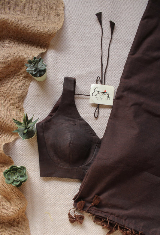 Coco Butter Saree + Brown Madhubala Blouse Combo - Eternity by Sakshi