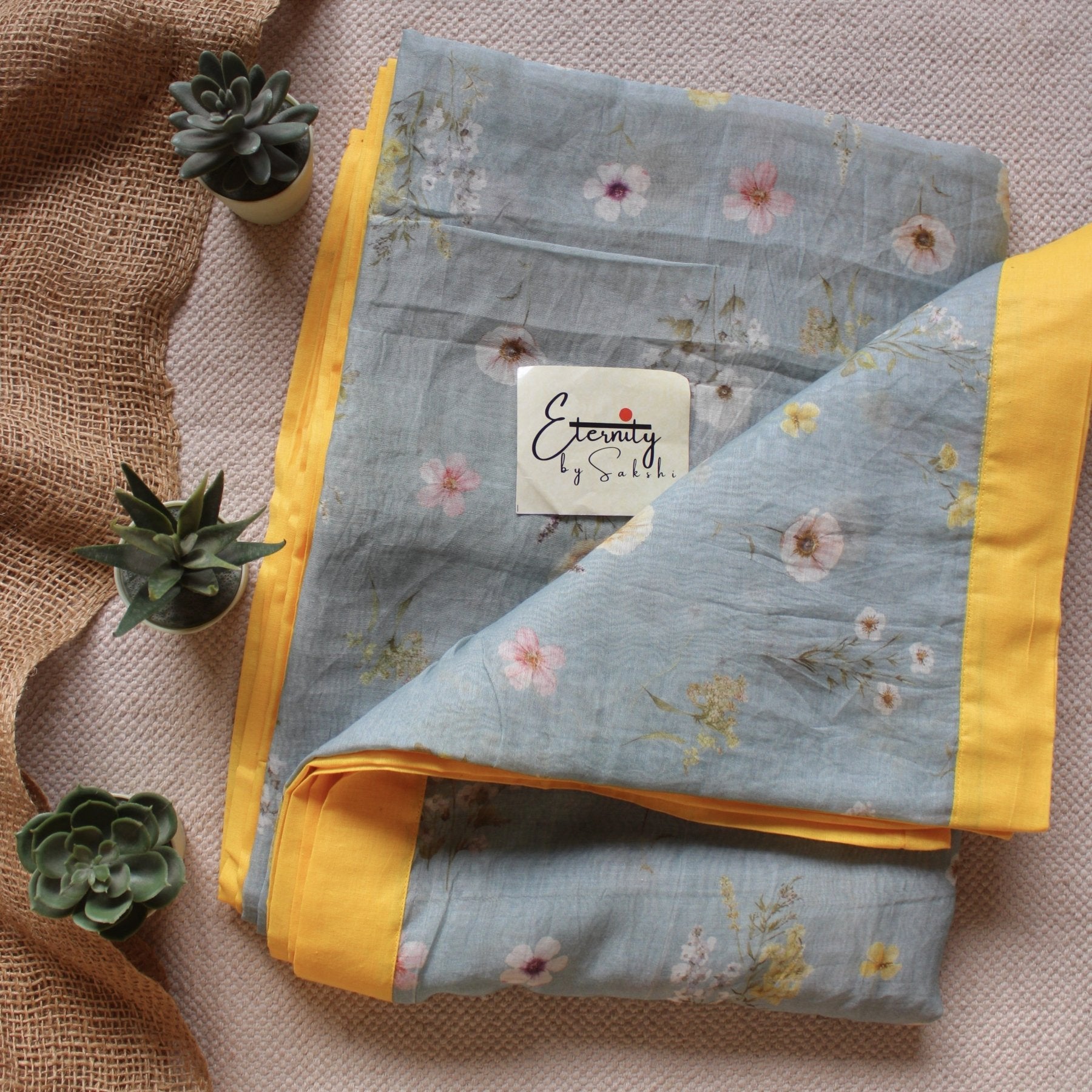 Grey Digital Print Chanderi Cotton Saree - Eternity by Sakshi