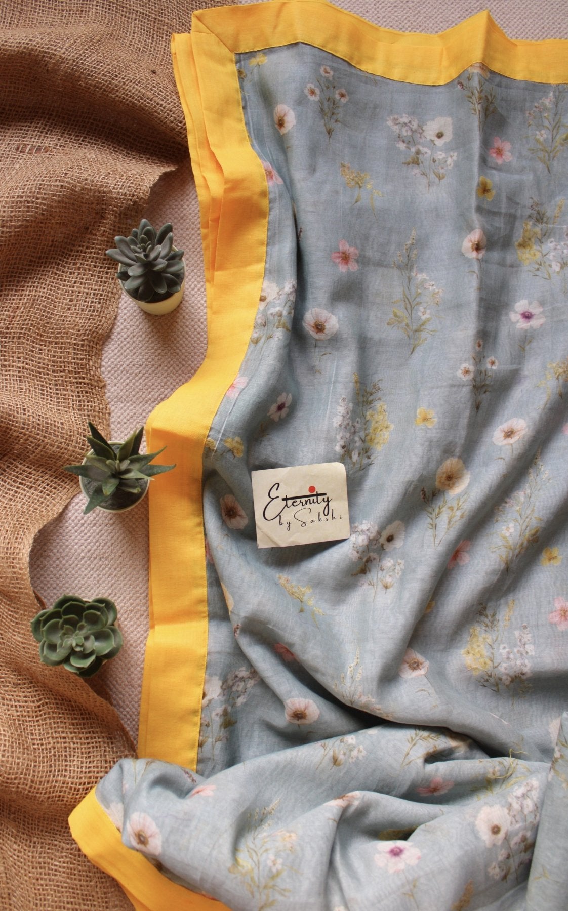 Grey Digital Print Chanderi Cotton Saree - Eternity by Sakshi