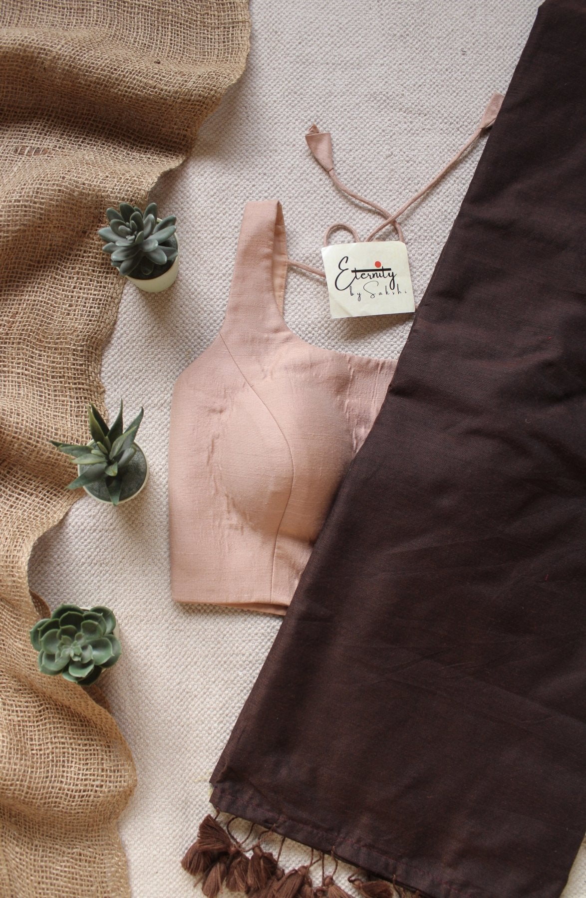 COCO Butter Saree + Beige Noorie Blouse Combo - Eternity by Sakshi