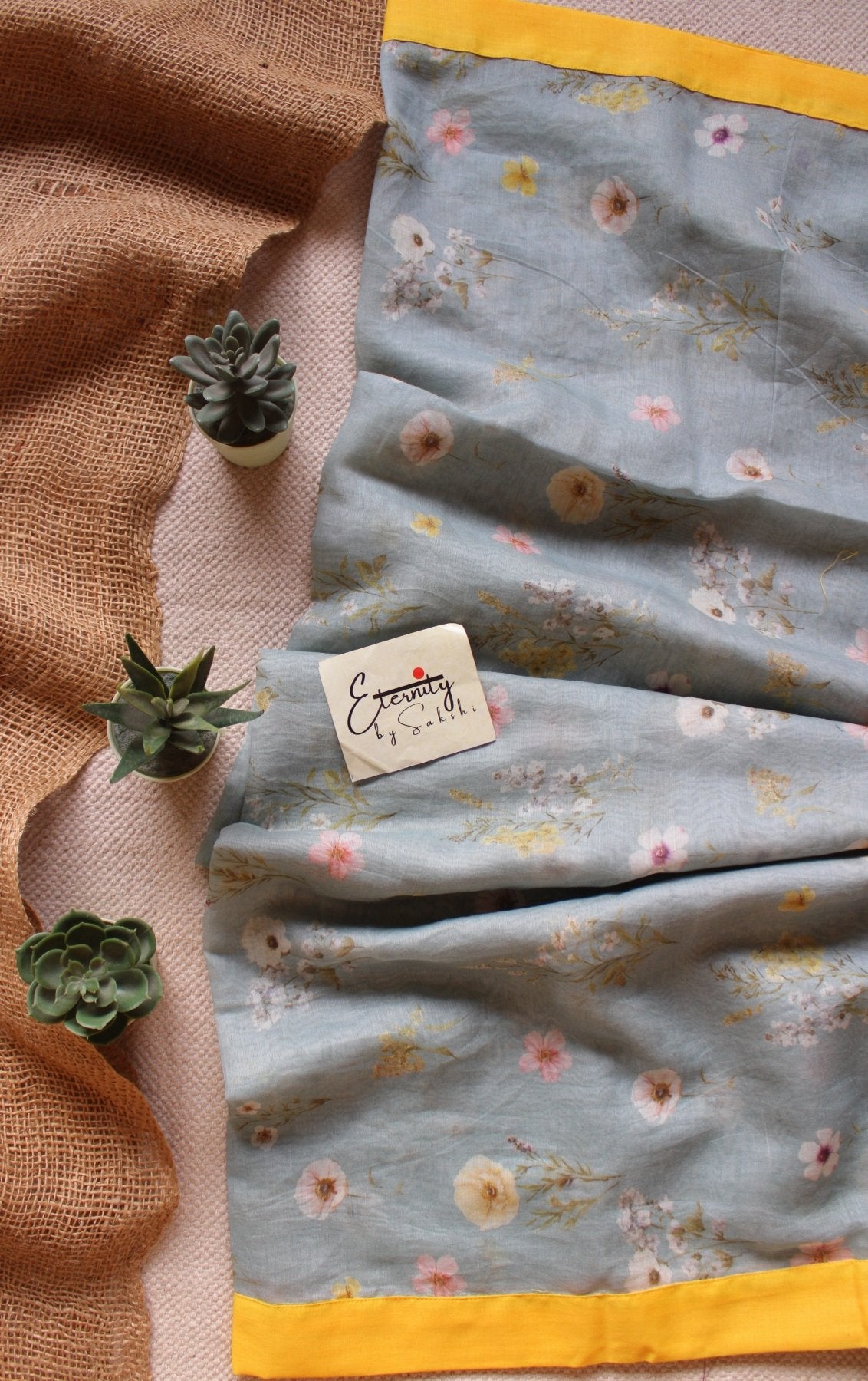 Grey Digital Print Chanderi Cotton Saree - Eternity by Sakshi