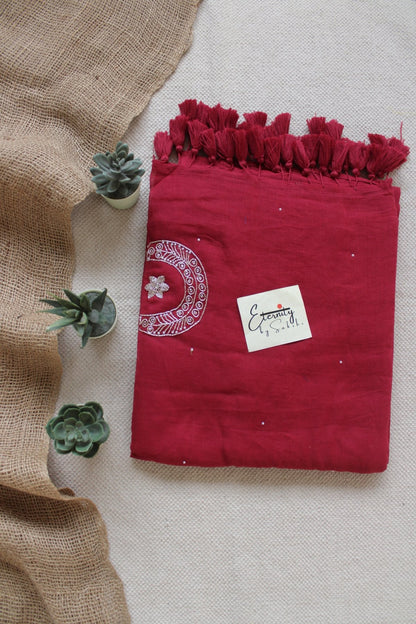 Cherry Red Chand Tara Handwork Saree - Eternity by Sakshi