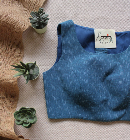 Blue Ikat Boatneck Blouse - Eternity by Sakshi