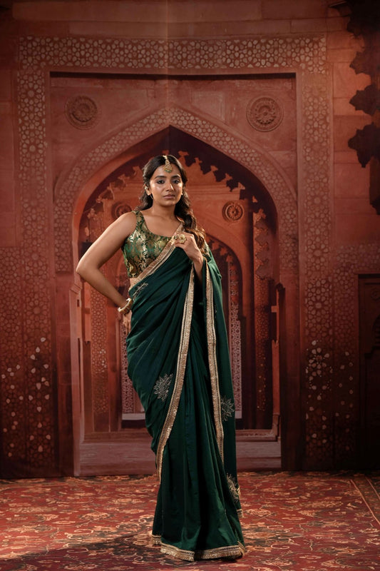 Emerald Elegance Handwork Saree - Eternity by Sakshi