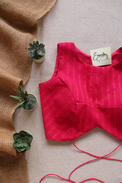 Magenta Pink Navya Stripes Blouse Front Look