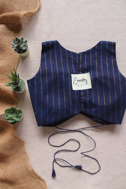 Navy Blue Navya Stripes Blouse Back Look