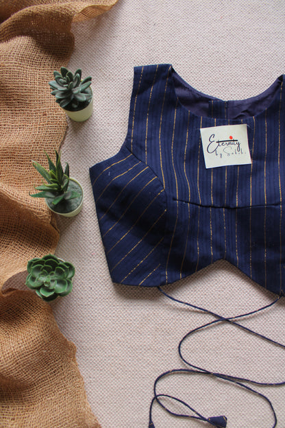 Navy Blue Navya Stripes Blouse Front Look