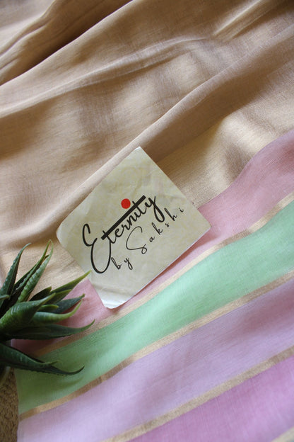 Pastel handloom mulmul tissue cotton saree for Onam