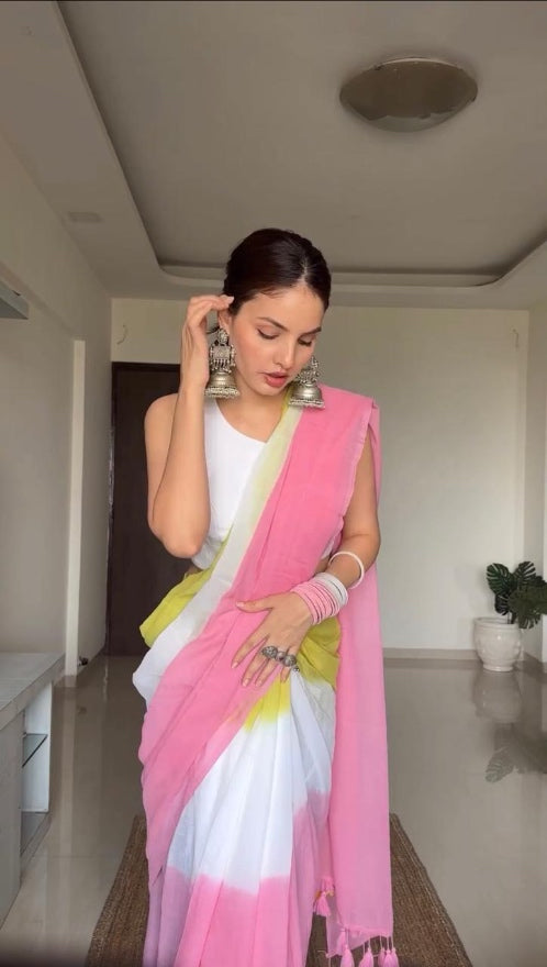 PINK TIE AND DYE SAREE