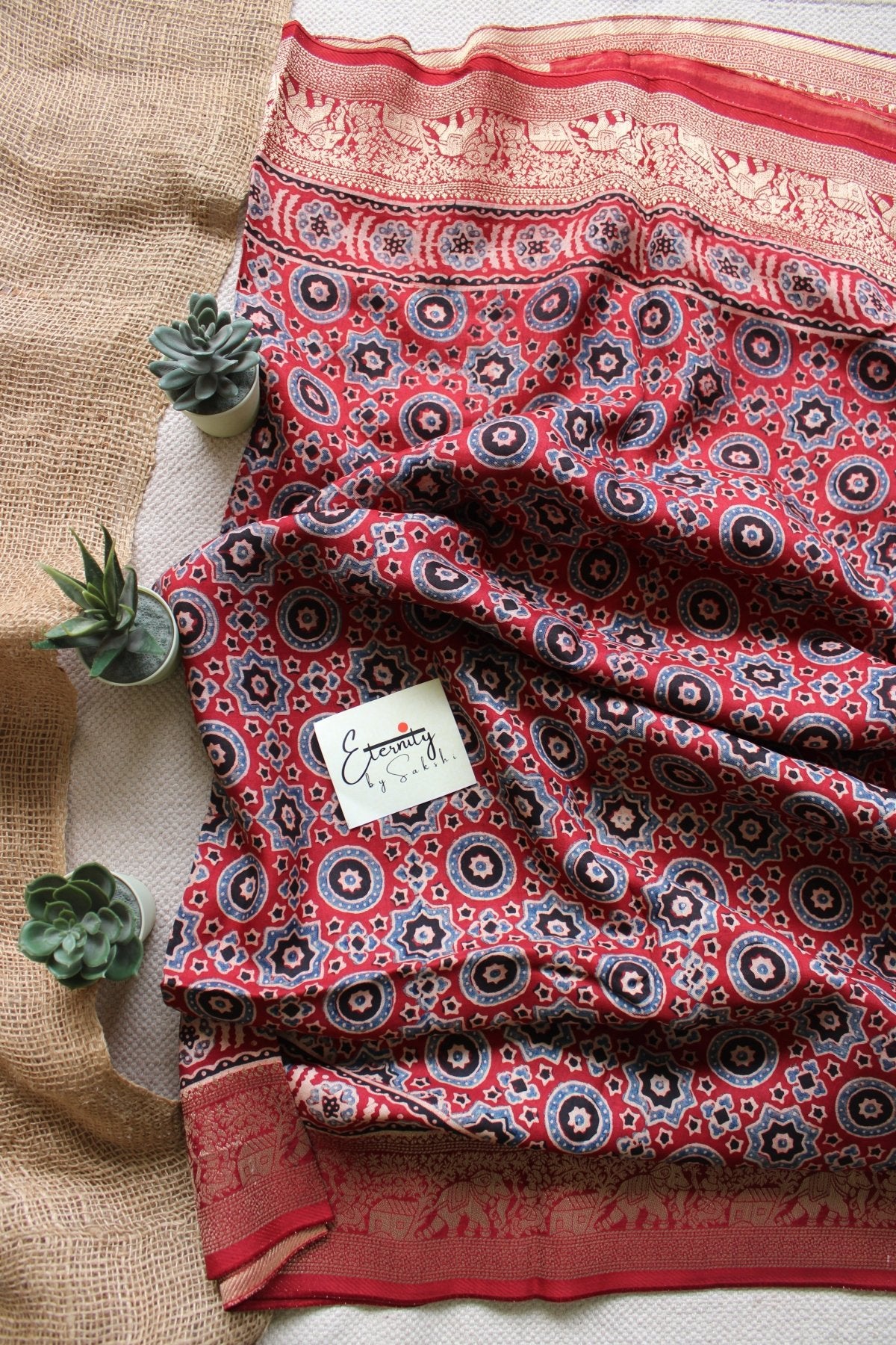 Rajvanshi Ajrakh Dola Silk Saree