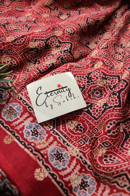 Rajvanshi Ajrakh Dola Silk Saree